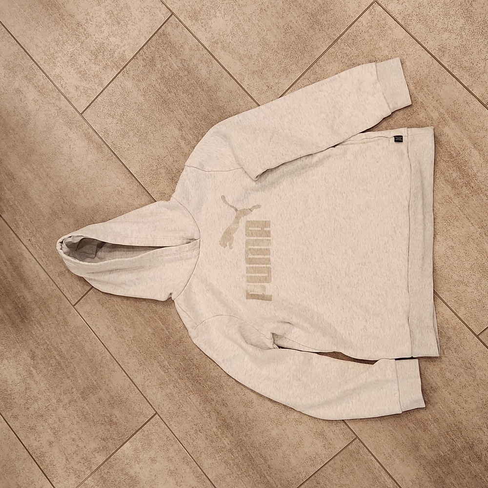 Puma Hoodie Cozy Sweatshirt Youth Sz Large 14-16 Silvery Logo